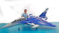 XSRC 2.7m Rafale Twin Turbine Jet with Twin Vector Pipes, Retracts, Lights and Servos, Blue/White